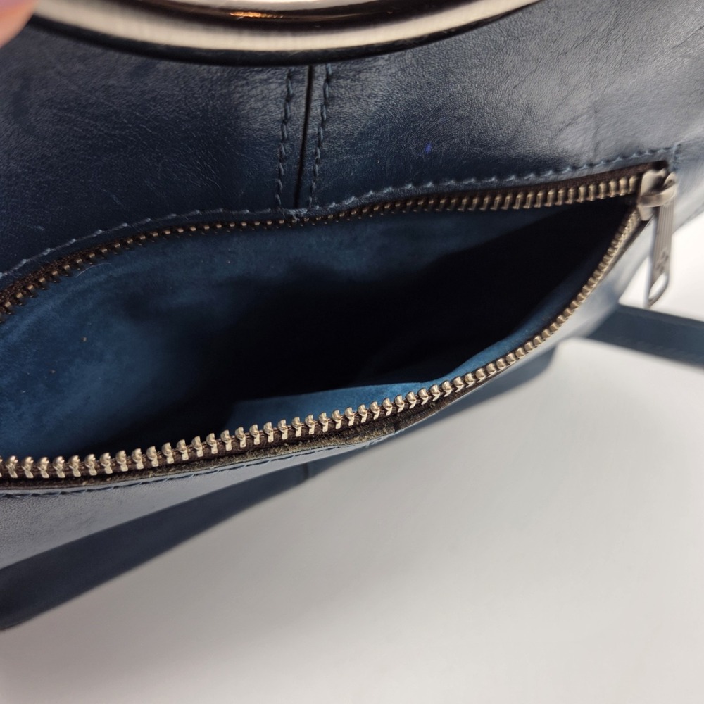 Patricia Nash Aria Caribbean Blue Satchel Bag With Silver Metallic Cutout Floral - Picture 13 of 16